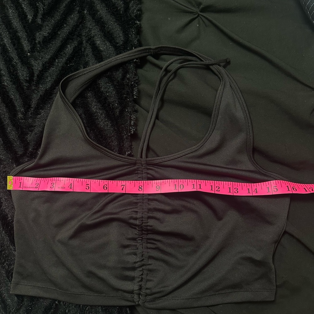 H&M Black Cropped Halter Neck Top Large - Picture 9 of 9